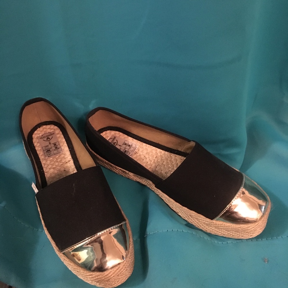 Black and Gold Espadrilles